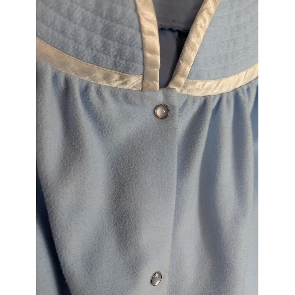 Vintage Nightgown Robe Women's L? Blue Pockets‎ Pearl Snaps Midi Cottage Prairie